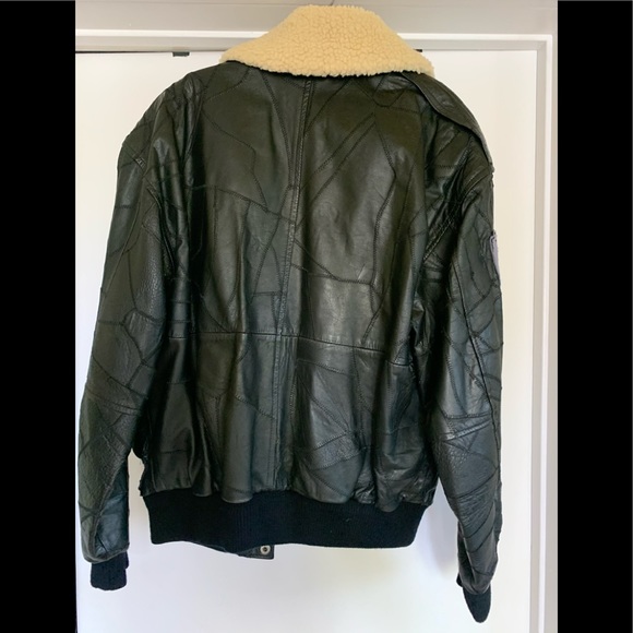 Vintage Alamos BlackLeather Faux Shearling Jacket - Picture 3 of 6